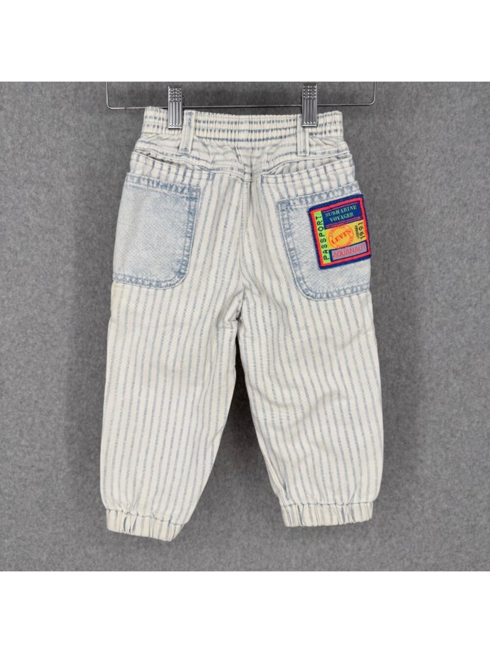 Little Levis Boys VTG 80s Submarine Voyager Denim Pant Size 3T Blue White Stripe